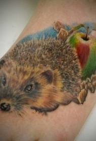 realistisk farve pindsvin frugt tatoveringsmønster
