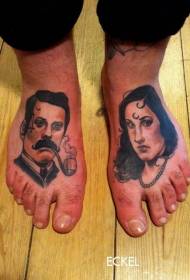 instep Männer a Fraen Portrait Tattoo Muster