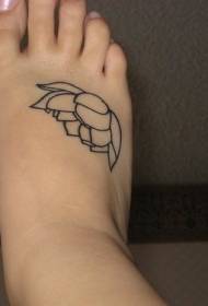 instep svarta Line Lotus Tattoo Pattern