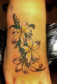schattige witte bloem instep tattoo Patroon