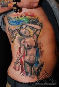 сучасний стиль кольору талії стороні сексуальна жінка татуювання візерунок