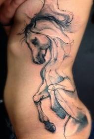 странични ребра невероятен черен модел татуировка на кон