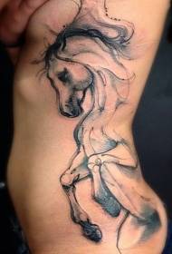costolature laterali stupefacenti modelli di tatuaggi cavallo splash nero