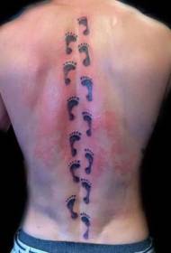 many black baby footprints tattoo on the back Pattern