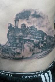 Barvni realističen in neverjeten vzorec tatoo zahodnega vlaka