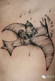 bodljikav stil crni leteći fantasy miša crtani model tetovaža