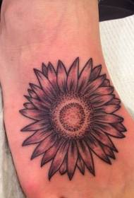 intīms melnbalto asteru ziedu tetovējums