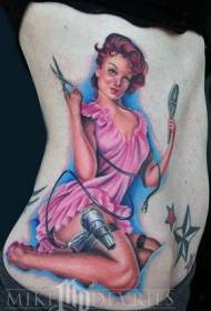 waist side painting attractive barber tattoo pattern