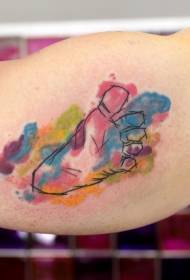 grousst Aarm Aquarell Stil Faarf Baby Fouss Print Tattoo Muster