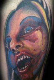 vreselijke vrouwelijke zombie gezicht tattoo patroon