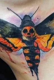 panig nga style sa watercolor butterfly skull tattoo pattern