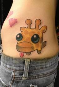 taille cute cartoon giraffe head tattoo patroon