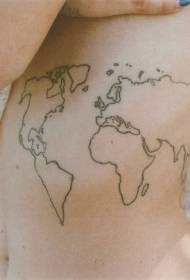 πλευρική πλευρά απλή μαύρη γραμμή χάρτη τατουάζ μοτίβο 112220 - πλευρά πλευρά μαύρο προσωπικότητα παπαγάλων κεφάλι και φύλλο τατουάζ μοτίβο