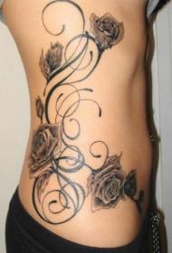 disegno del tatuaggio rosa nera chic nero in vita