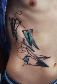 avió de paper volador Imatge geomètrica de color de la cara del tatuatge