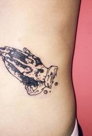 piccolo e semplice motivo a tatuaggio a mano bianco e nero sul lato vita