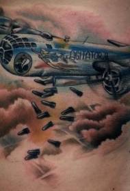 腰部側面插圖樣式顏色二戰轟炸機紋身圖案
