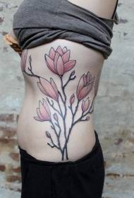 moteriškos juosmens pusės spalvos gėlių tatuiruotės modelis