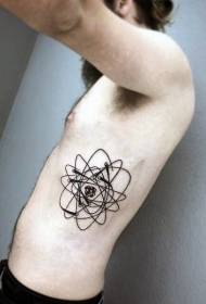 side rib middelstørrelse sort atomsymbol tatoveringsmønster