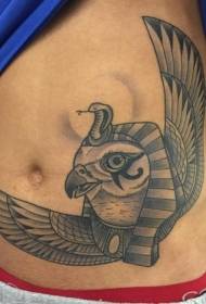ventre nero egiziano dio uccello e serpente statua tatuaggio modello