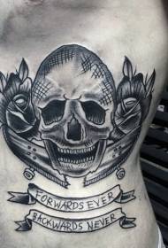 rib zwart skateboard en letter schedel tattoo patroon