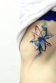 patrón de tatuaje de cintura de color atómico grande de estilo acuarela