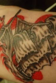 instep color sail and wave tattoo pattern