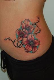 bočna rebra slatka Šareni egzotični cvjetni uzorak tetovaža