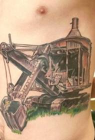 Costole laterali maschili su immagini di tatuaggi robot colorati movimento terra vintage