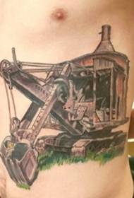 Männlech Säit Rippen op faarwege Vintage Äerdofbau Roboter Tattoo Biller