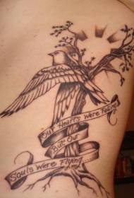 middelkant bruin boom met duif tattoo patroon