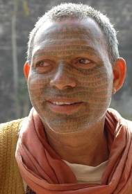 પુરુષોનો ચહેરો ભારતીય પાત્ર ટેટૂ પેટર્ન