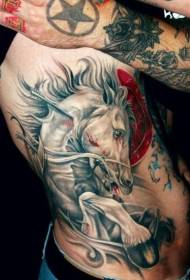 patrón de tatuaje de caballo grande de color lateral de cintura masculina