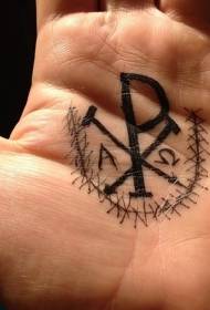 modello di tatuaggio simbolo speciale cristiano nero di palma