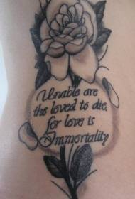 талия черна кафява роза с английска татуировка