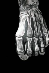 عظام سوداء وبيضاء نمط الوشم اليد واقعية