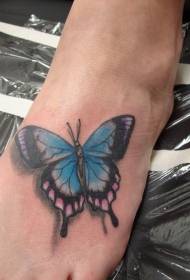 patrón de tatuaje de mariposa azul empeine