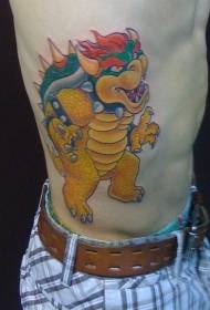 zijrib cartoon gekleurd geel dinosaurus tattoo patroon