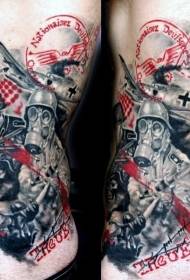 წელის მხარეს ფერი სამხედრო მეომარი წერილი tattoo სურათი