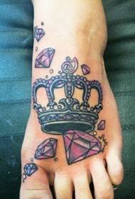 collo del tatuaggio carino viola diamante corona tatuaggio modello