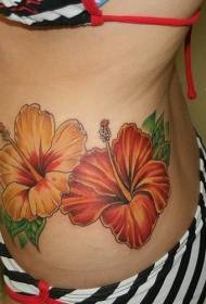 vidukļa apelsīnu Havaju ziedu tetovējums