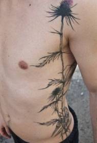 muška bočna rebra lijep oslikani cvjetni uzorak tetovaže