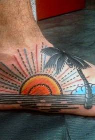 instepkleur eenvoudige tuisgemaakte oseaan palmboom tatoeëring