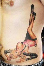 abdômen cor sexy sedutora loira menina tatuagem
