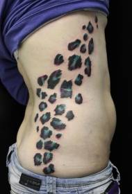 costela lateral verde e roxo leopardo tatuagem tatuagem padrão