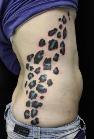 motivo tatuaggio tatuaggio leopardo verde e viola a coste laterali