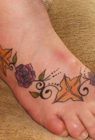instep kleurbreedte Anklet Autumn Flower Tattoo Foto