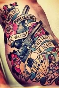 modello tatuaggio tatuaggio pistola aeronautica e poker lato vecchia lato vita