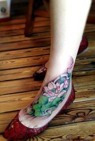white Instep lotus tattoo is also very sexy