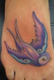 model de tatuaj de pasăre violet instep